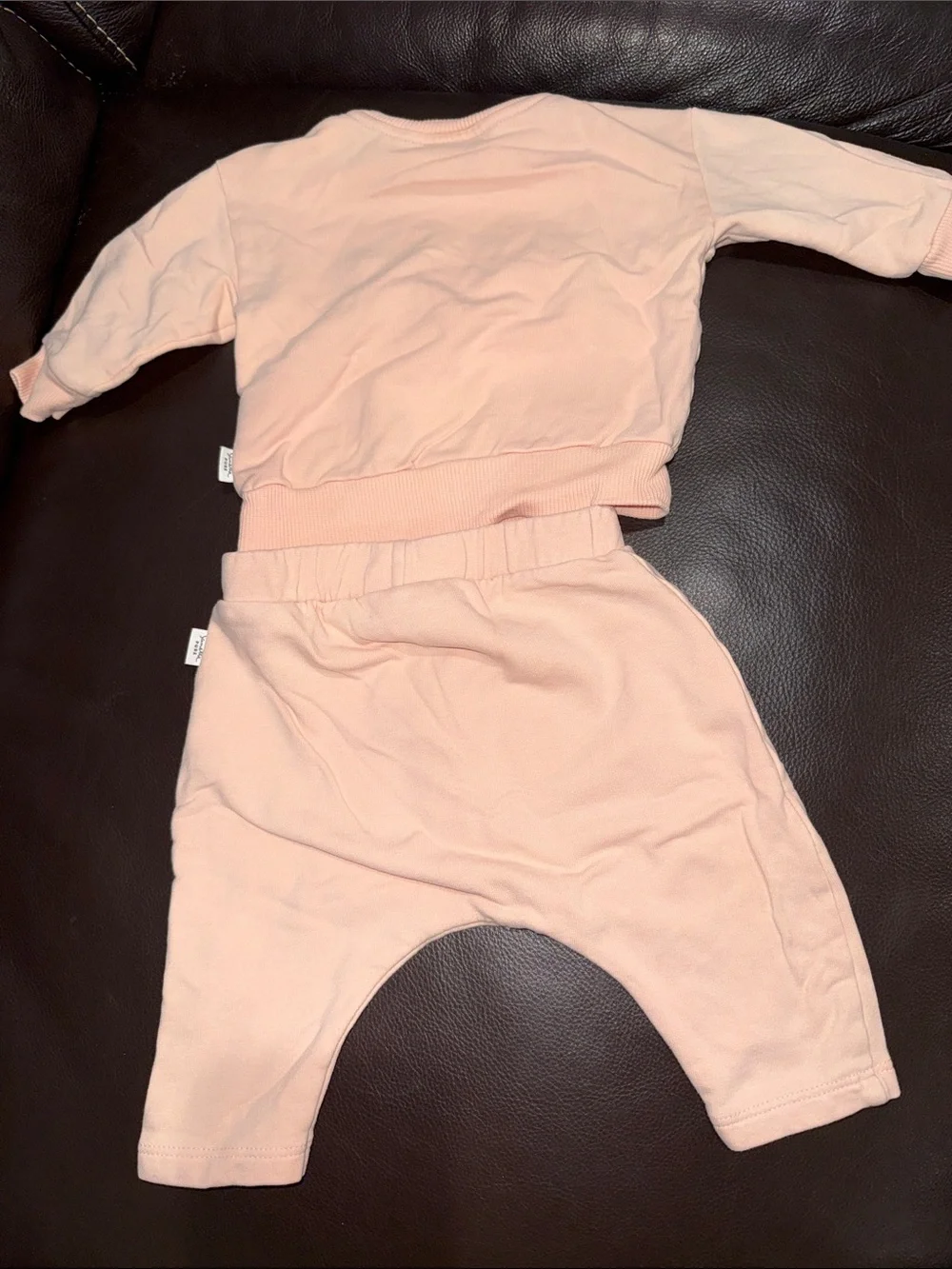 Sanetta pure European organic cotton baby girl two piece pink set 2-4 months